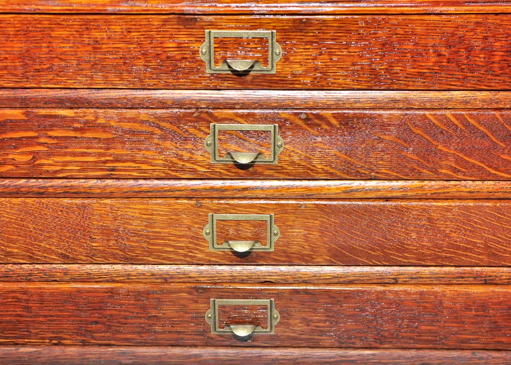 Vintage Oak Map Chest EBTH