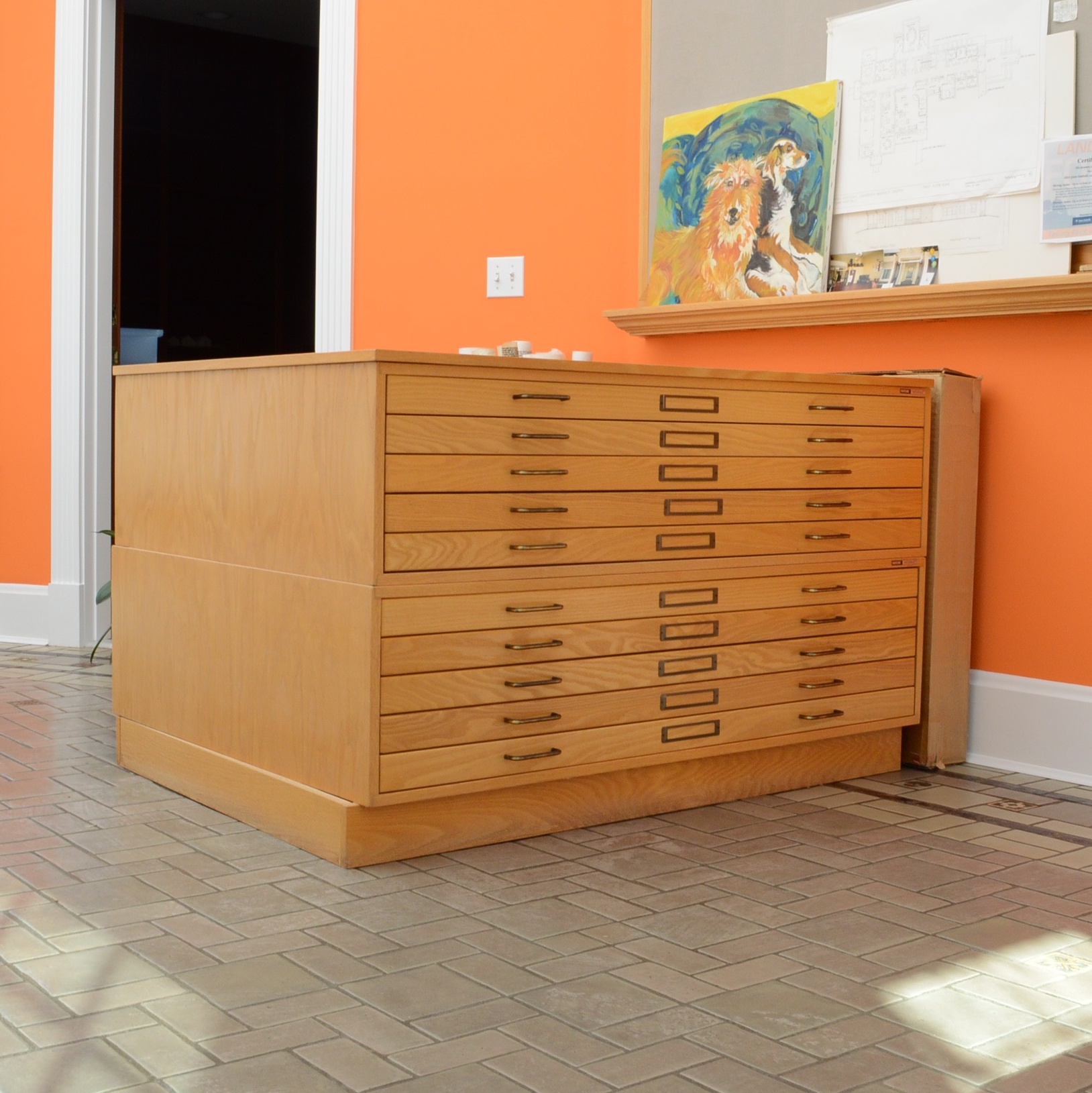 Mayline 10 Drawer Oak Flat Blueprint EBTH