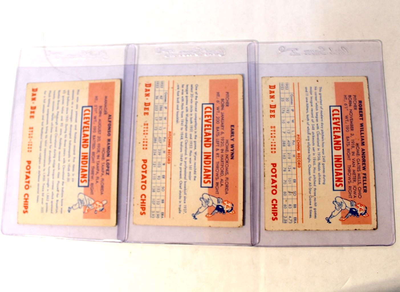 Three 1954 Cleveland HOF DanDee Potato Chip Cards EBTH
