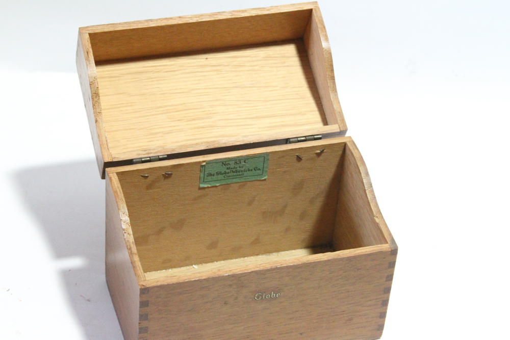 Two Wood GlobeWernicke Index Card Boxes EBTH