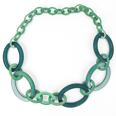 Green Lucite Link Necklace