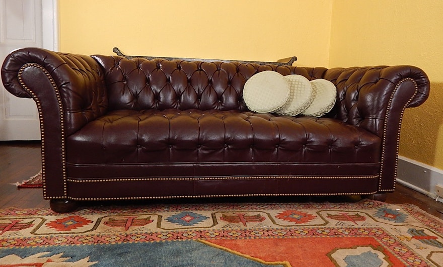 Burgundy Leather Chesterfield Sofa EBTH