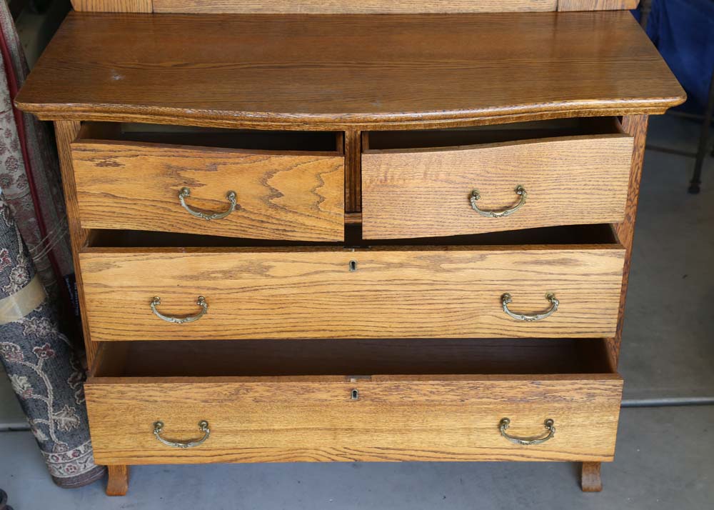 Early 20th Century Oak Dresser With Mirror by Estey Manufacturing EBTH