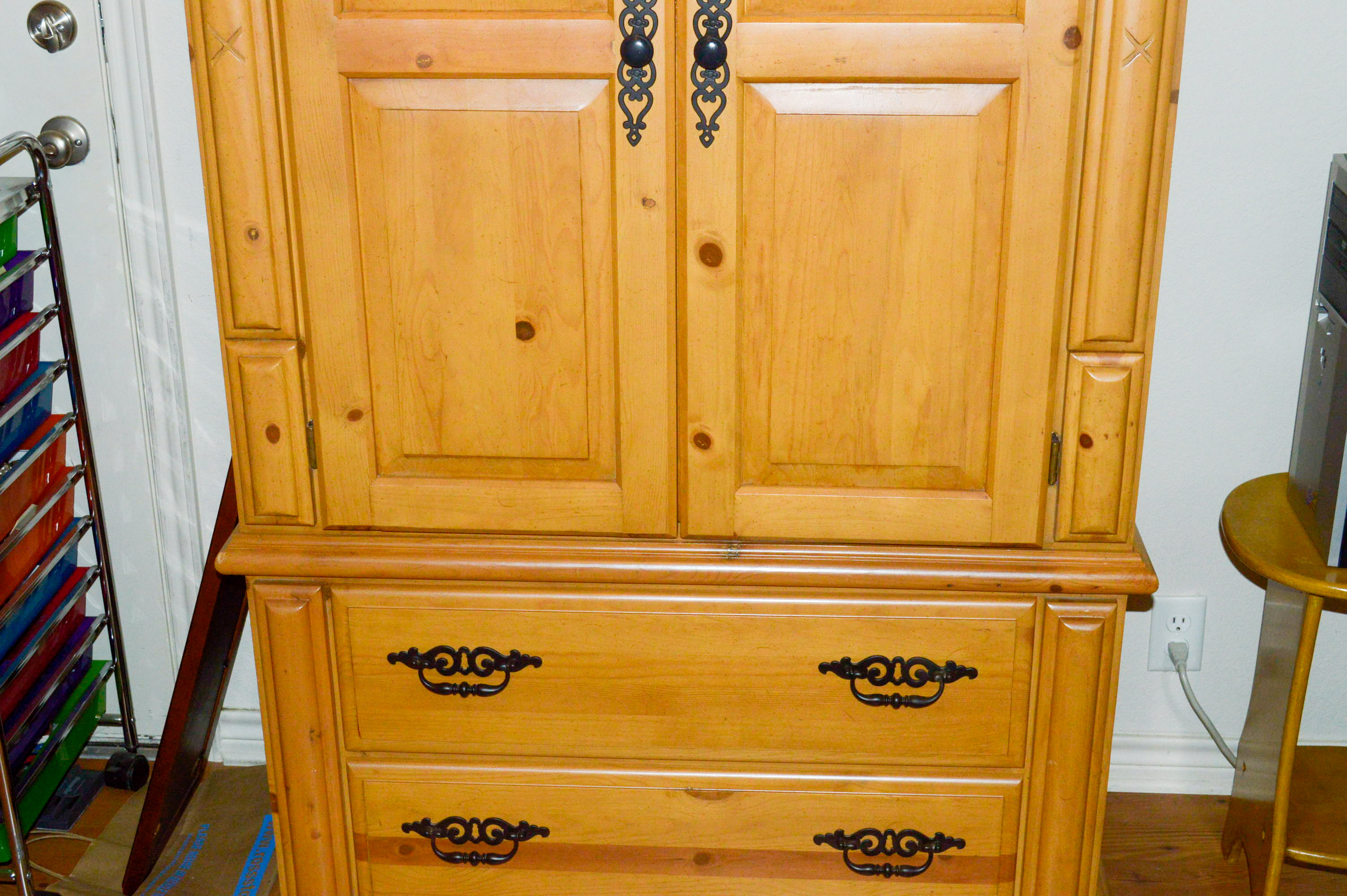 Knotty Pine Armoire Entertainment Center EBTH