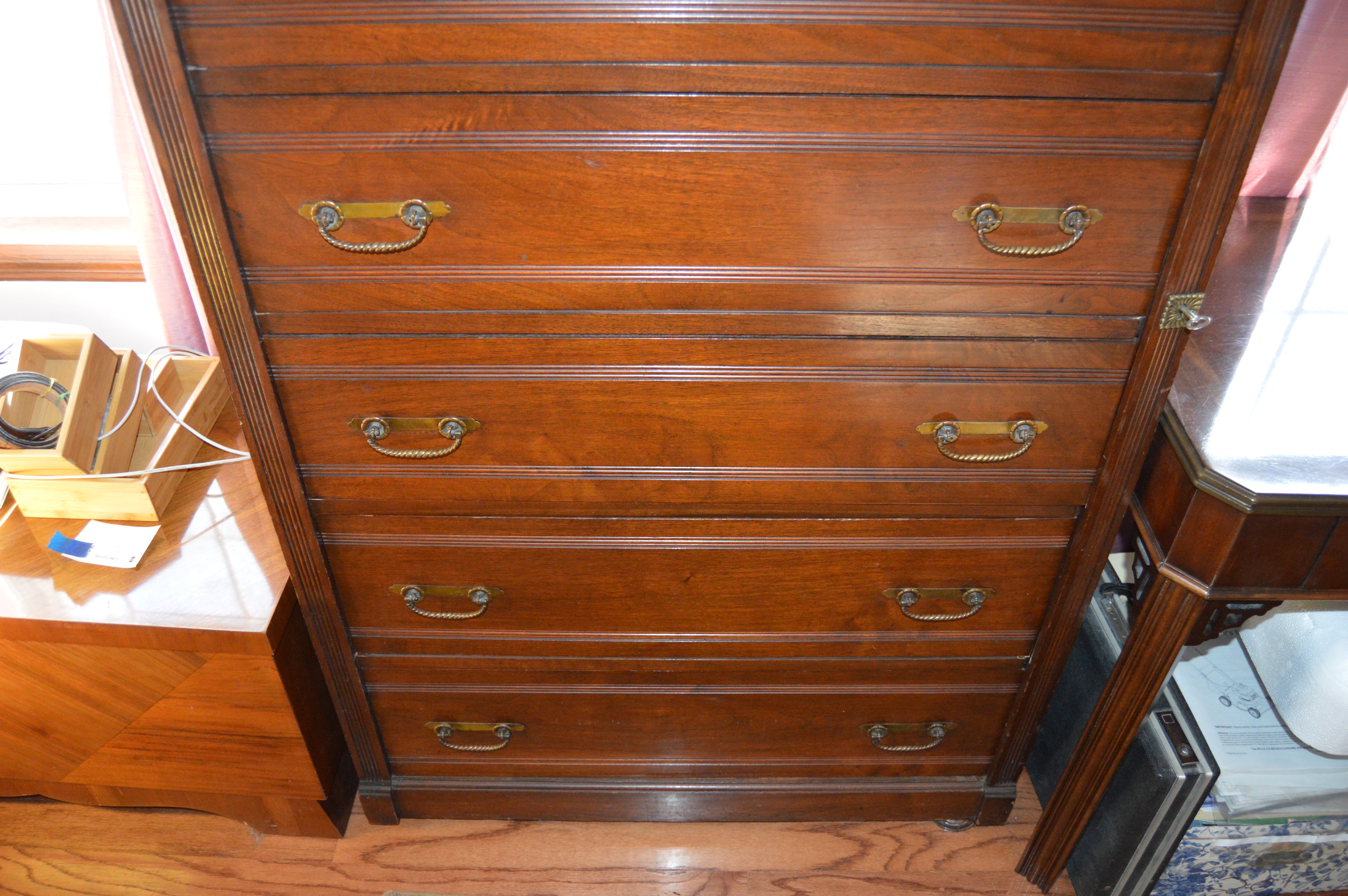 Vintage High Boy Dresser with Side Locking Bar EBTH
