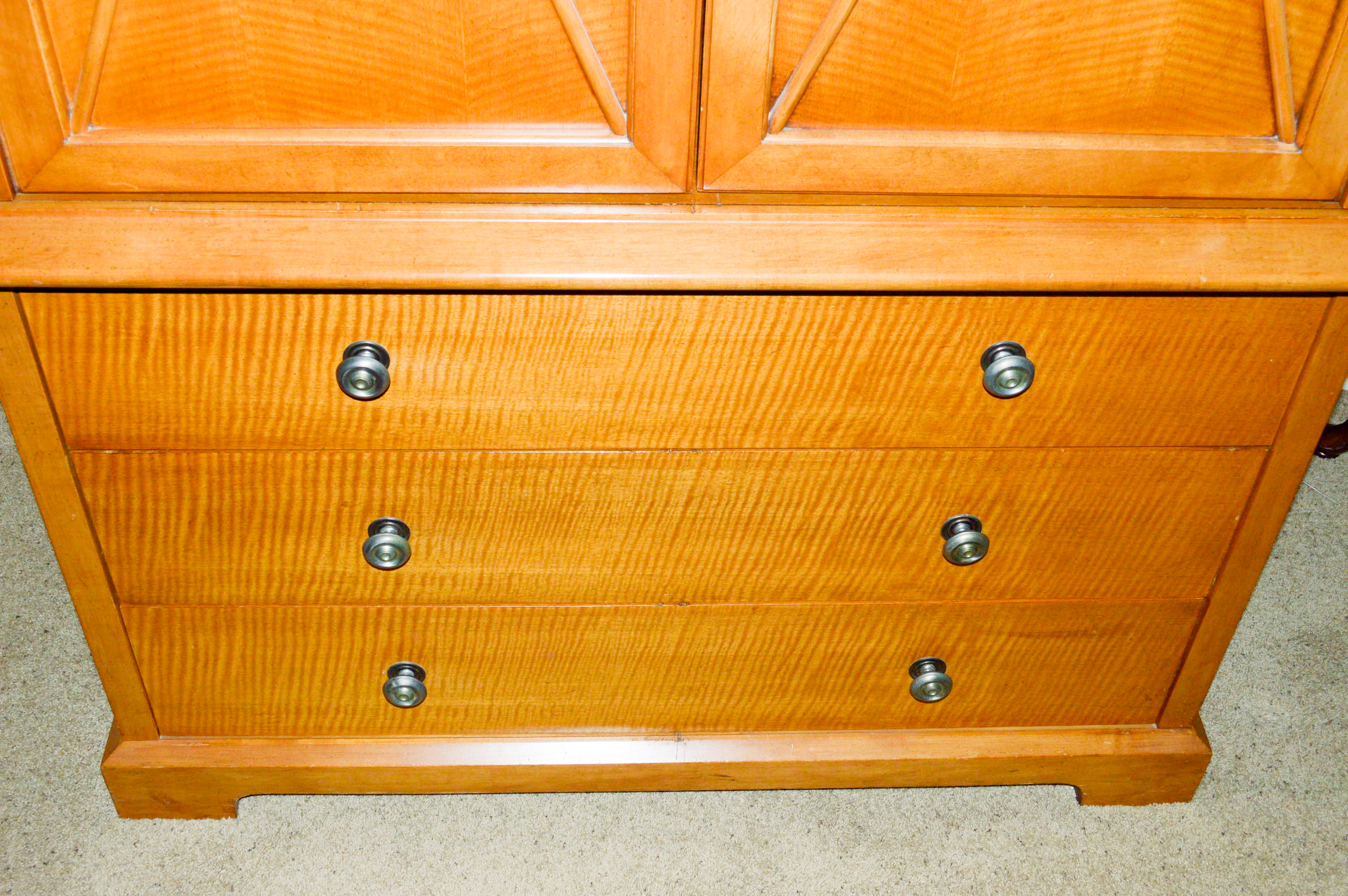 Burl Maple Veneer Entertainment Center Armoire EBTH