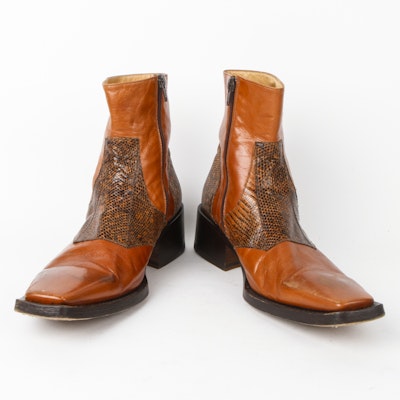Men's Vintage Gianni Barbato Snakeskin and Leather Boots Men's Vintage Gianni Barbato Snakeskin and Leather Boots