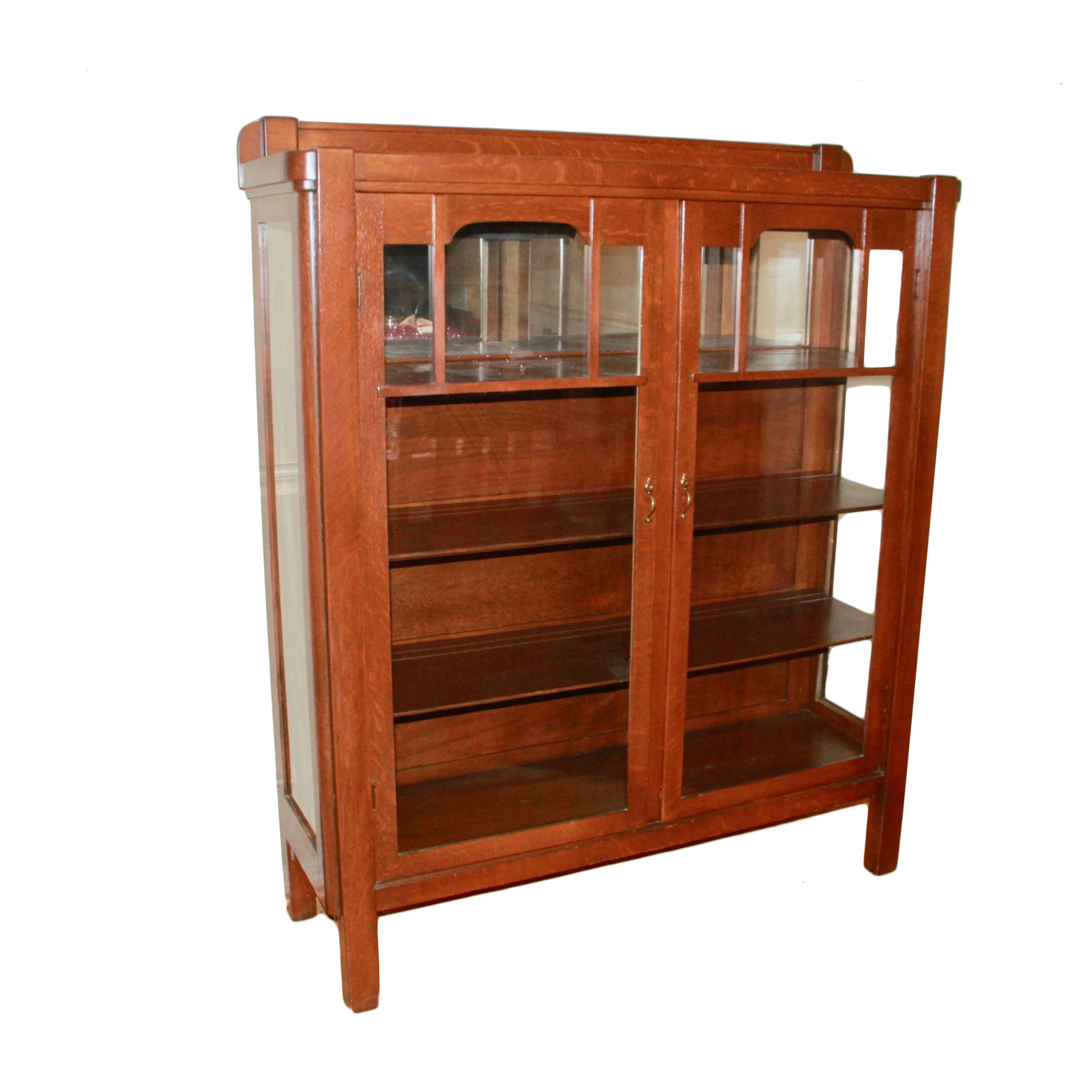 Vintage Oak Glass Front Bookcase EBTH