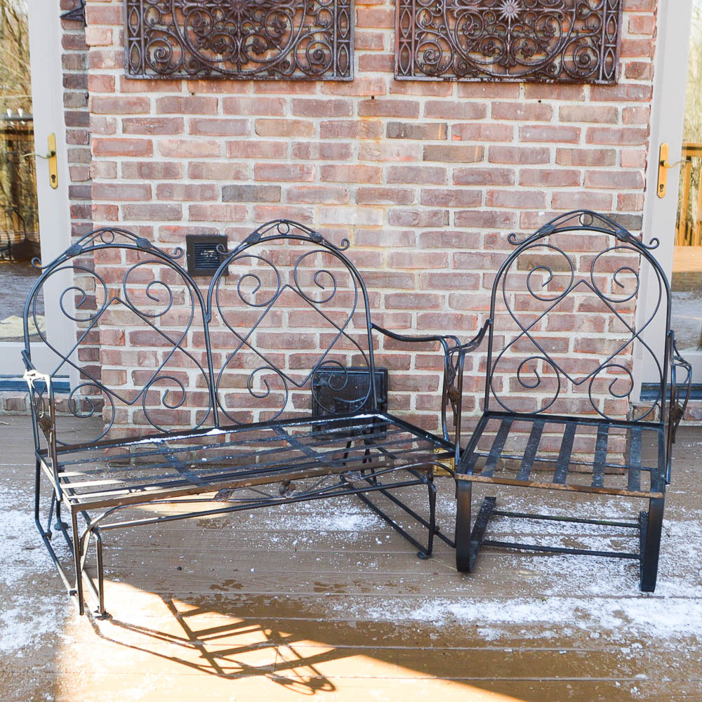 Wrought Iron Loveseat Glider and Spring Chair EBTH