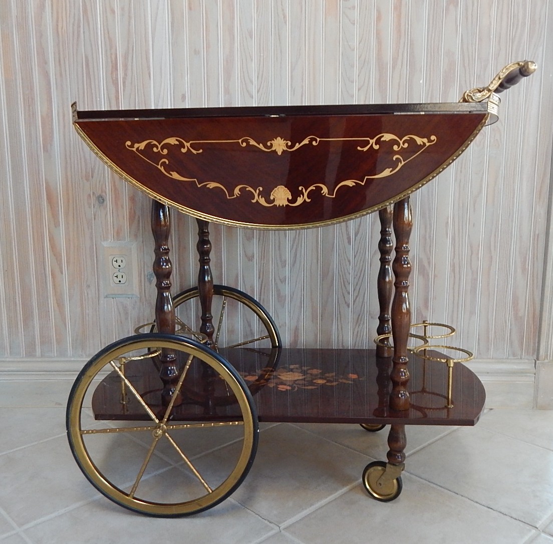 Italian Mahogany Inlaid Tea Cart EBTH