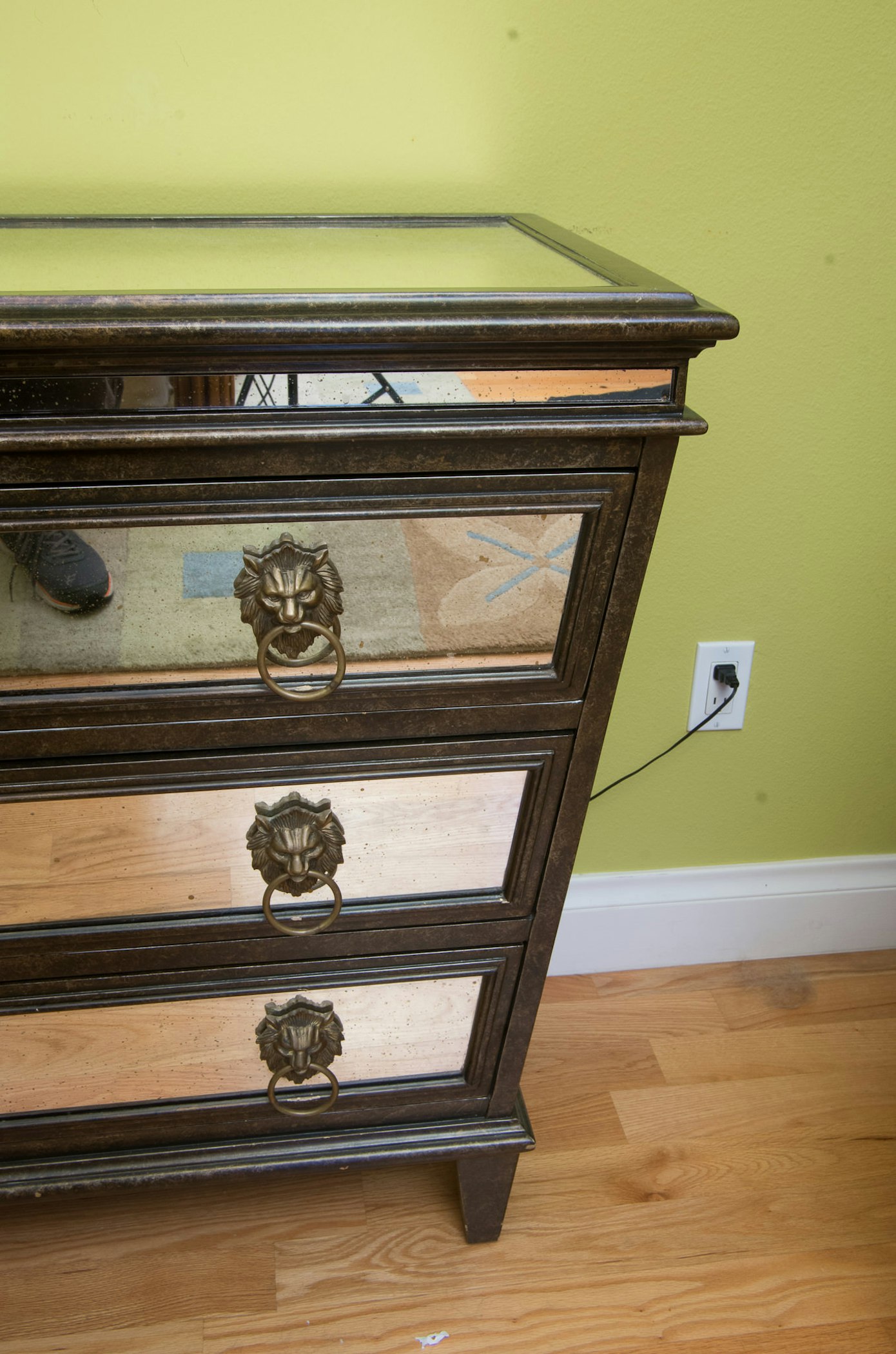 Mirrored Chest of Drawers With Bronze Tone Lion Drawer Pulls EBTH