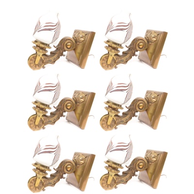 Six Neoclassical Sconces with Ceramic Shades