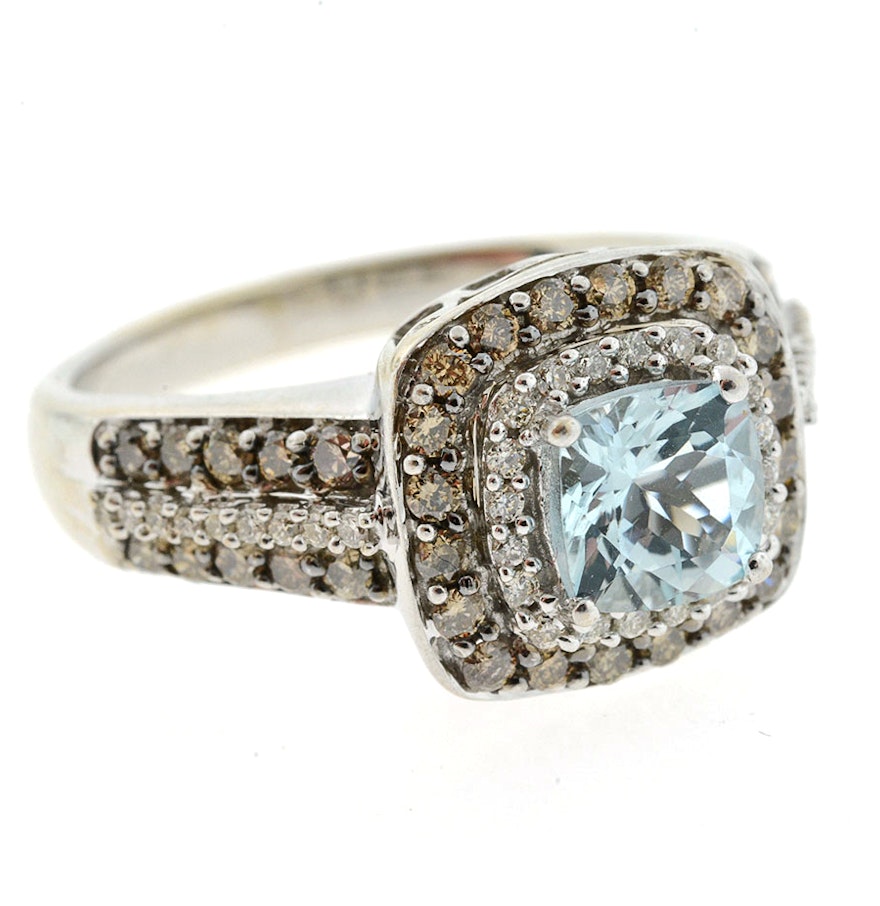 Levian Aquamarine Ring With Chocolate Diamonds Levian Aquamarine Ring With Chocolate Diamonds