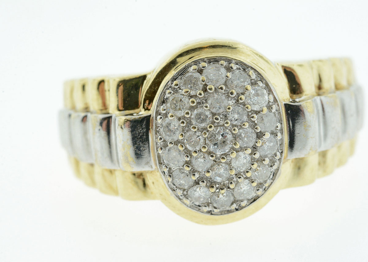 Men's Gold and Diamond Rolex Style Ring EBTH