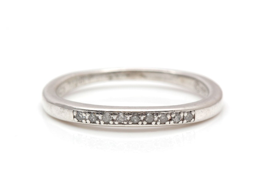 Sterling Silver Platinum Accented Diamond Band