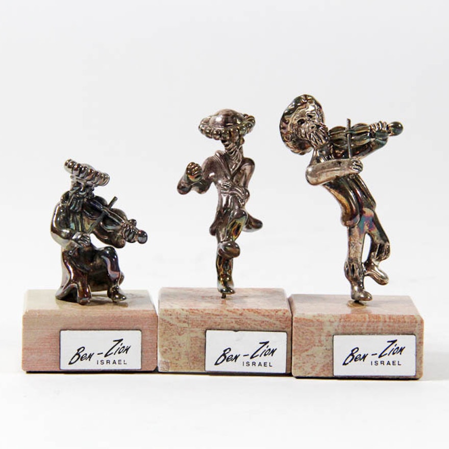 Collection Of Three Sterling Silver Ben Zion Israel Miniatures Ebth