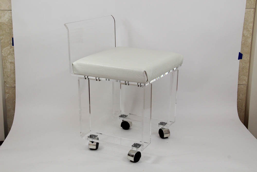 Contemporary Clear Acrylic Glass Vanity Chair EBTH