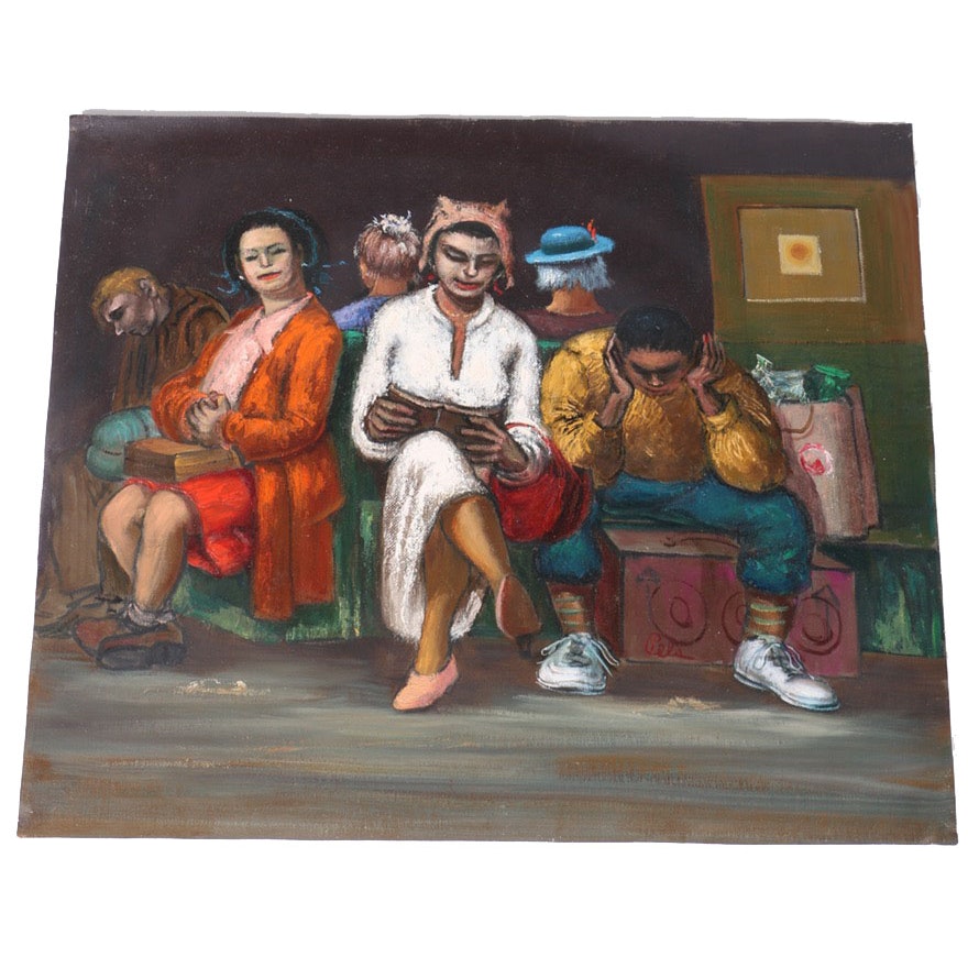 Albert Pels Oil Painting On Unstretched Canvas The Waiting Room Ebth