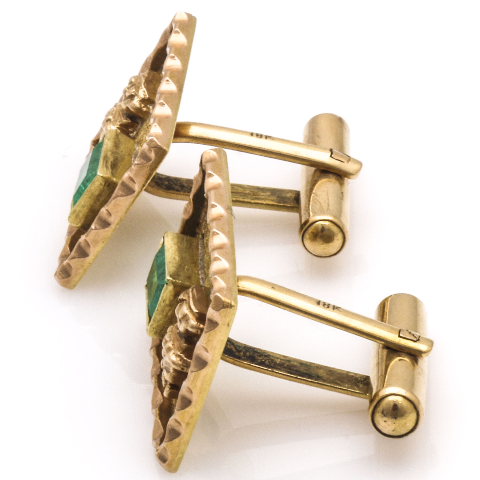 18K Yellow Gold Emerald Cufflinks EBTH