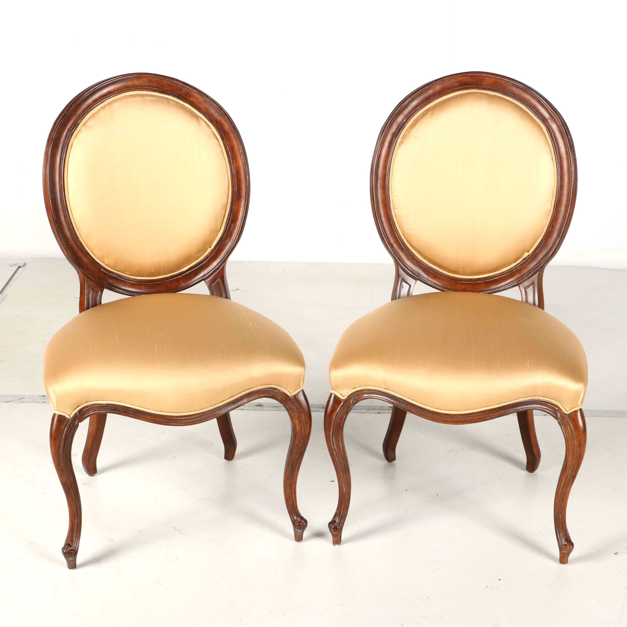 Pair Of Fairfield Round Back Beige Upholstered Chairs