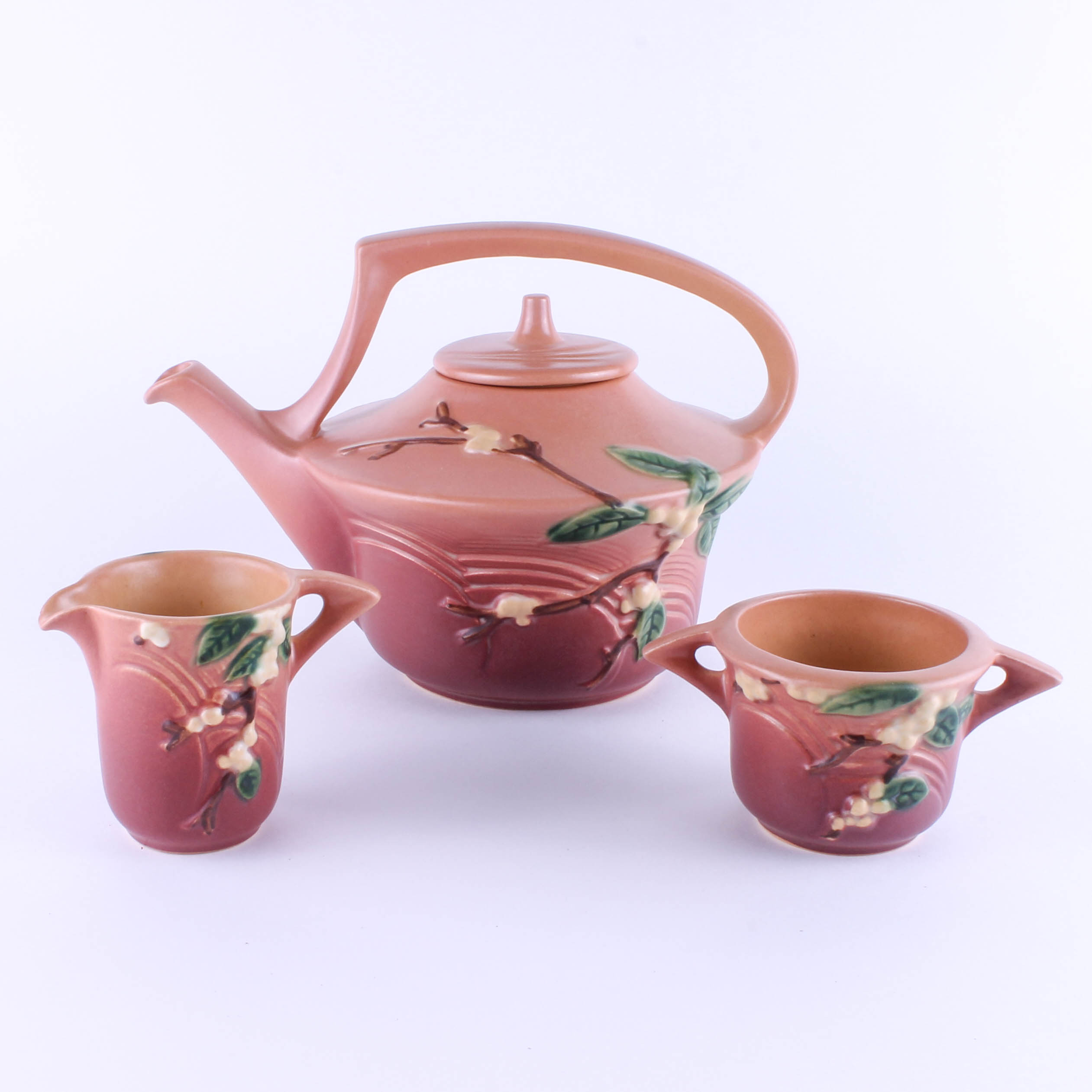 Roseville Pottery Pink "Snowberry" Tea Set EBTH