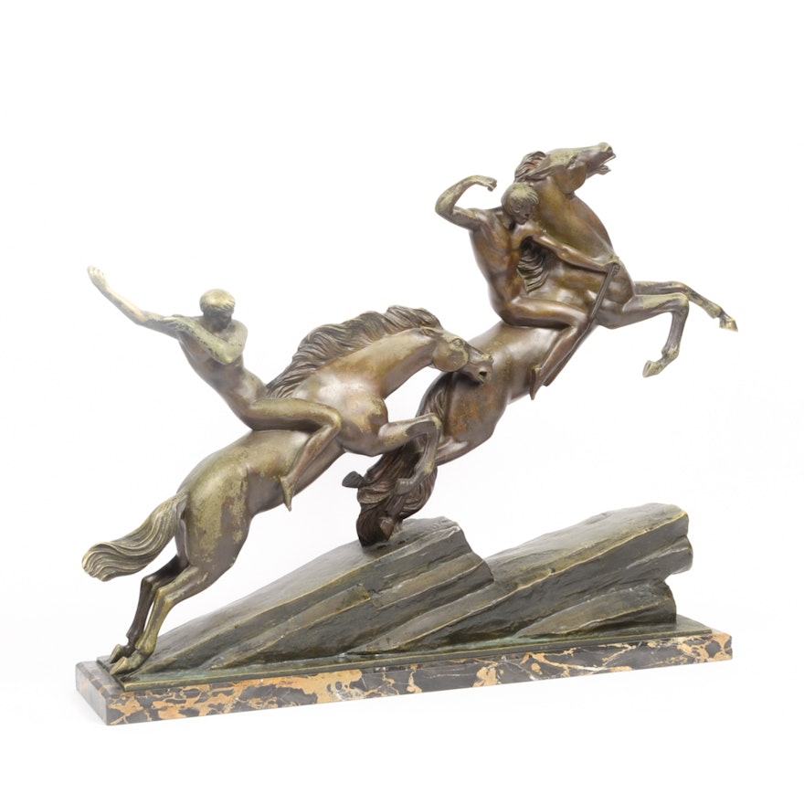 Armand Lemo Bronze Sculpture "Chasseurs à Cheval"