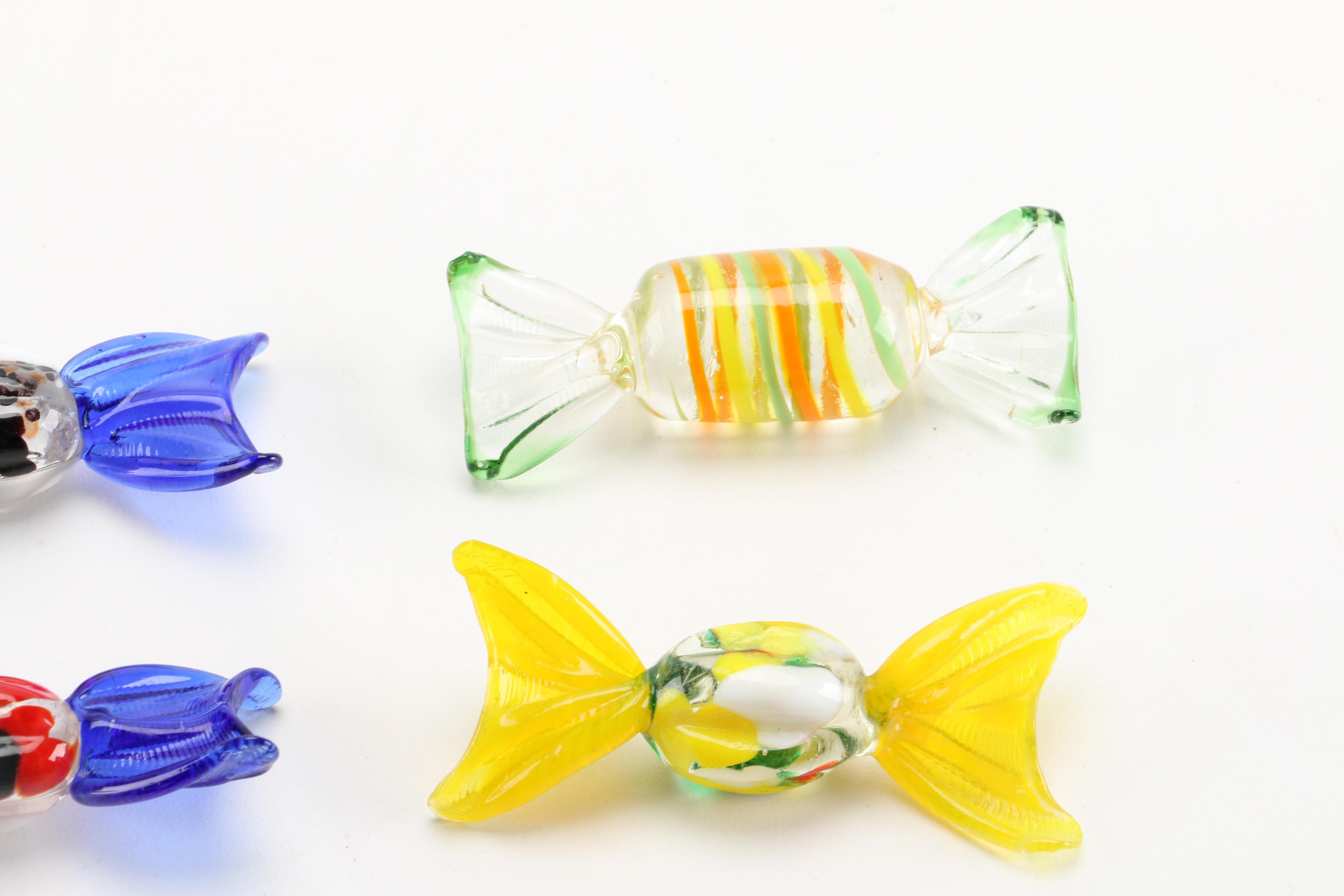 Hand Blown Glass Candy Dish With Glass Candy Collection EBTH