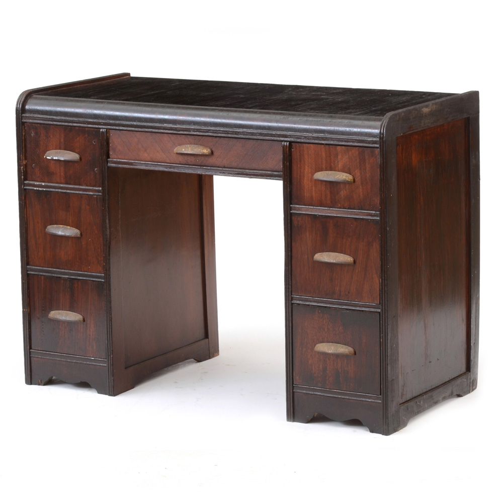 Vintage Mahogany Waterfall Desk Ebth