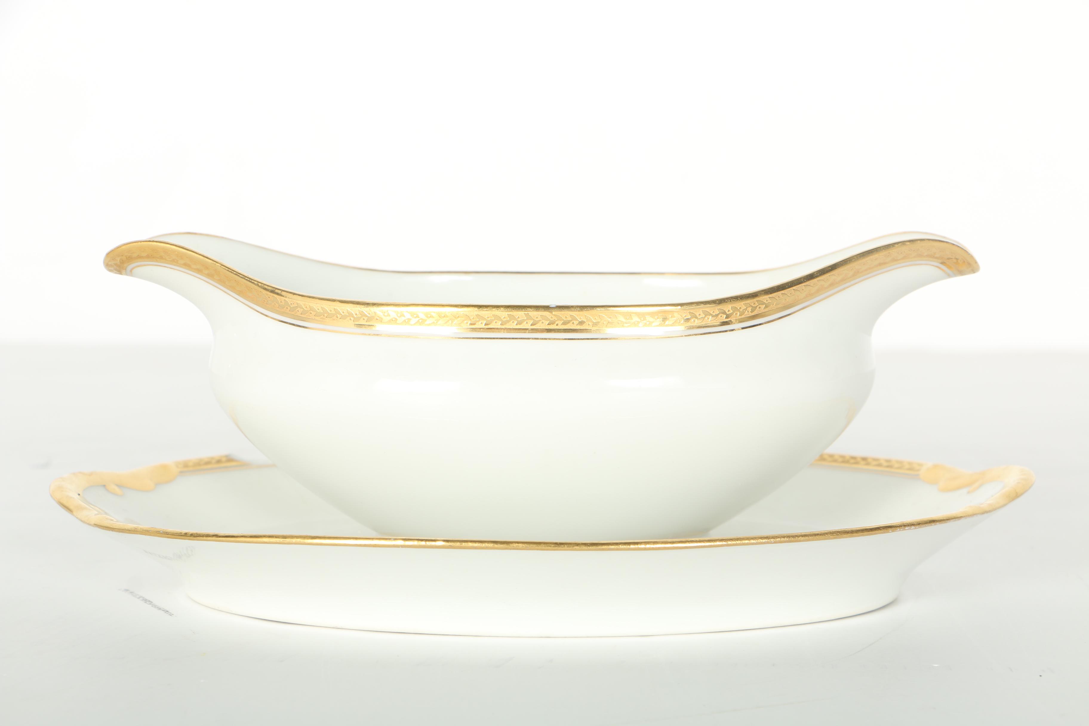 Vignaud Limoges Gold Tone Rimmed China Set EBTH