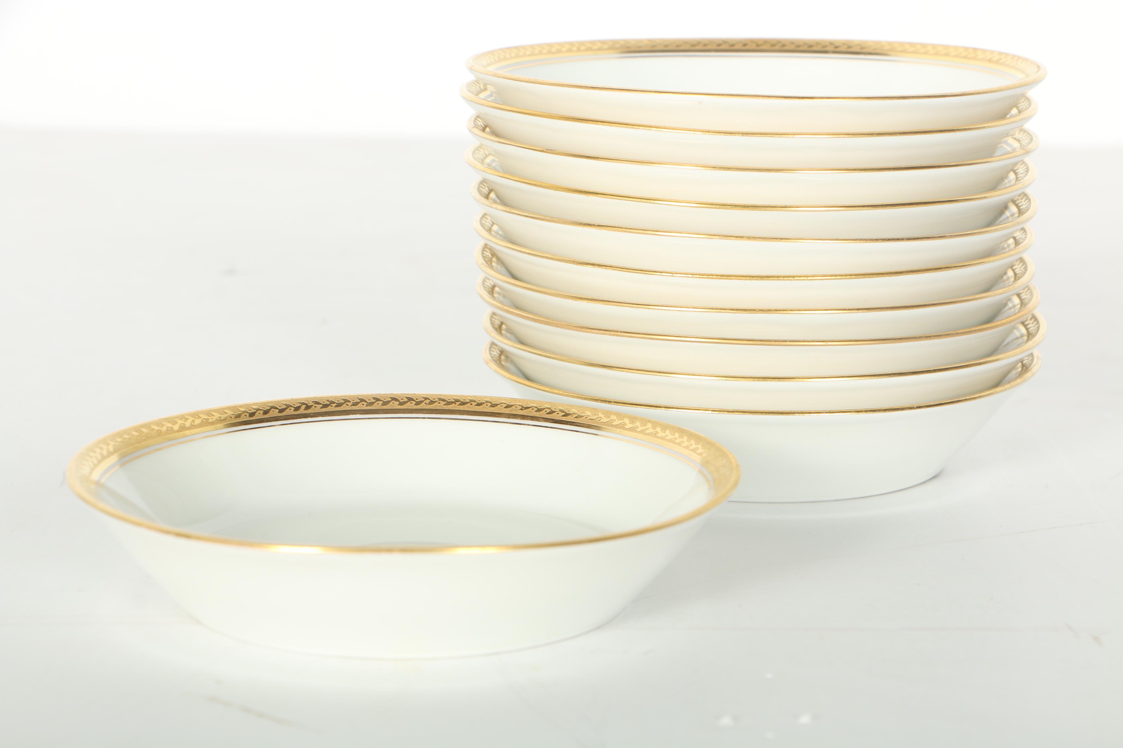 Vignaud Limoges Gold Tone Rimmed China Set EBTH