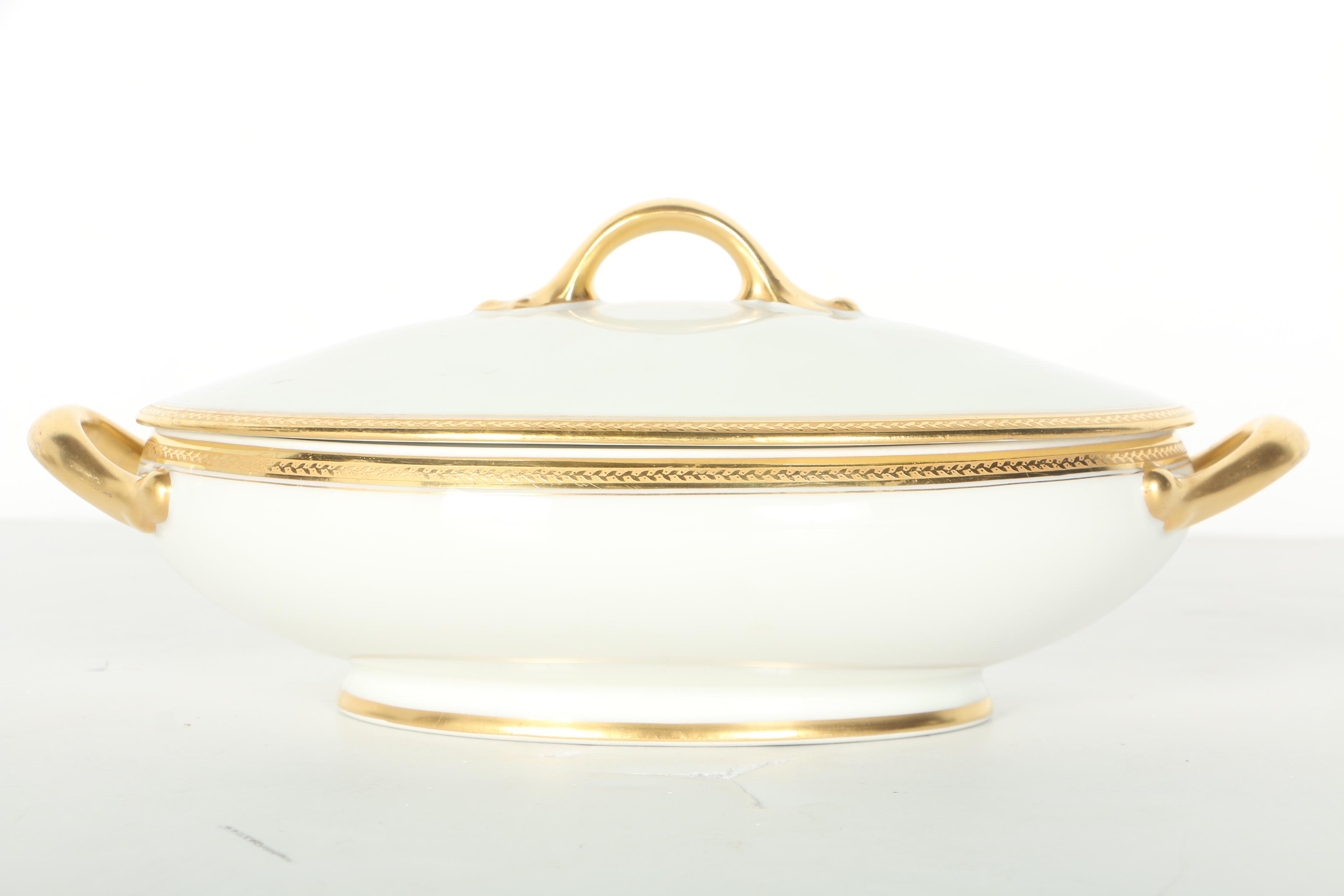Vignaud Limoges Gold Tone Rimmed China Set EBTH