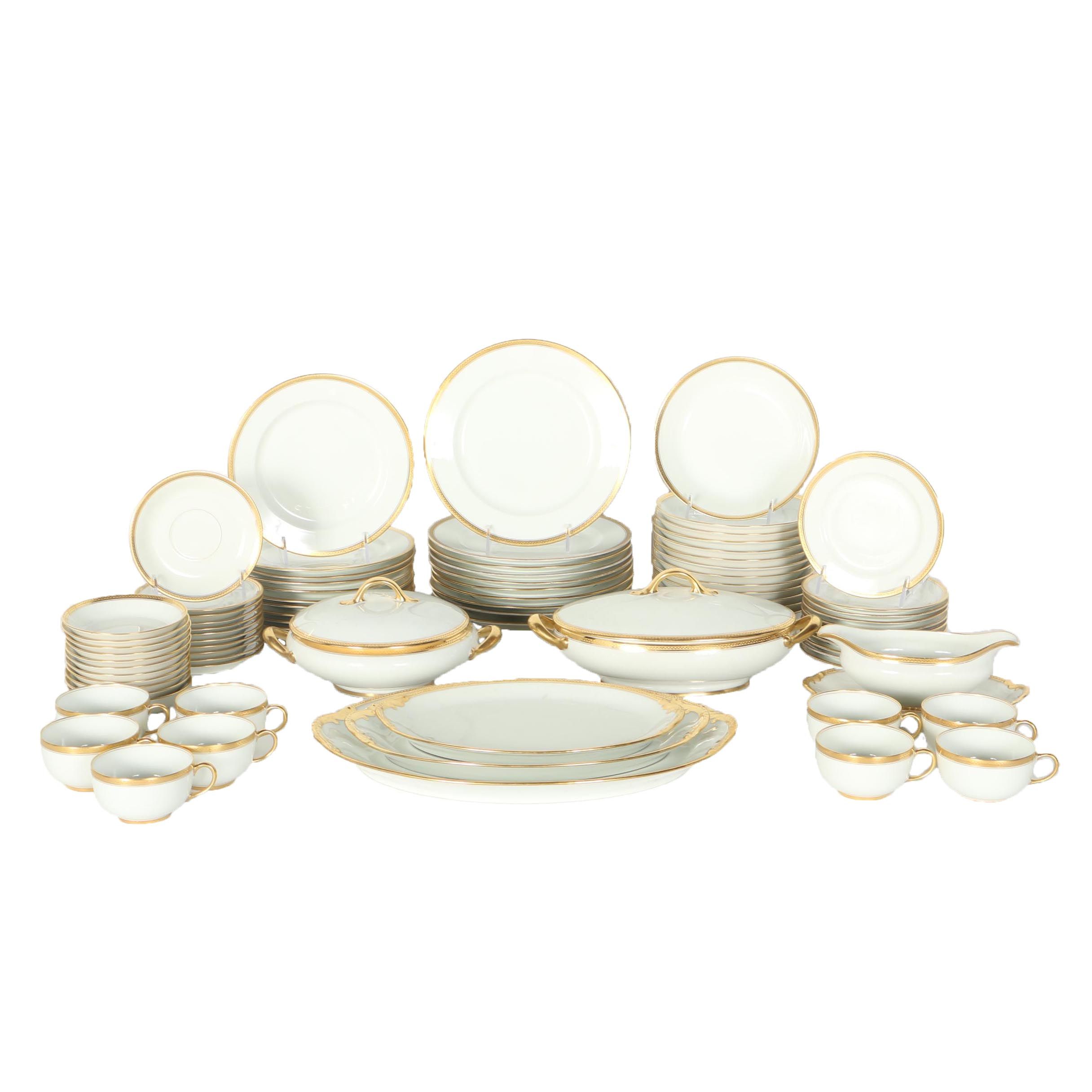 Vignaud Limoges Gold Tone Rimmed China Set EBTH