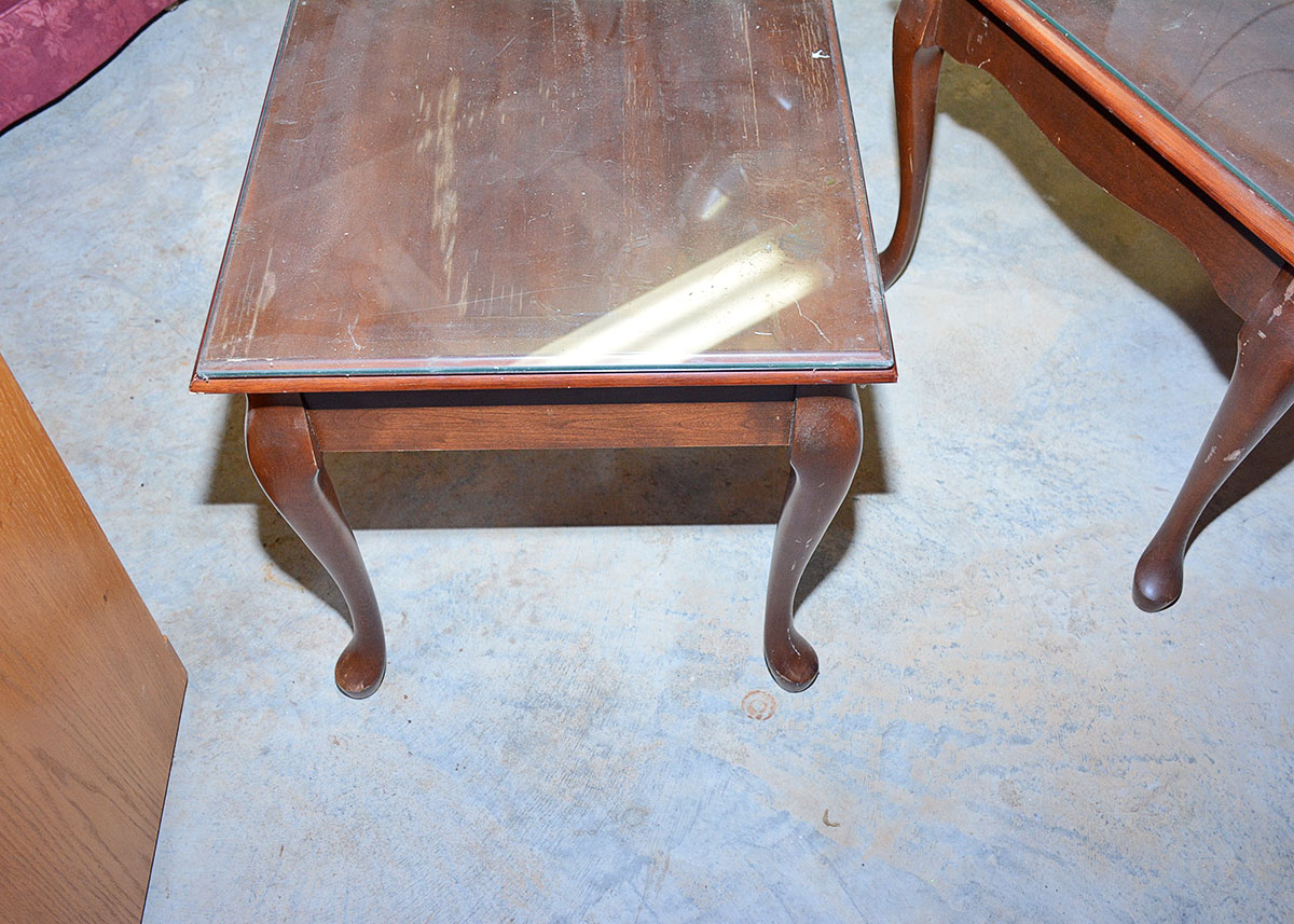 Mersman Furniture Glass Top Mahogany End Tables EBTH