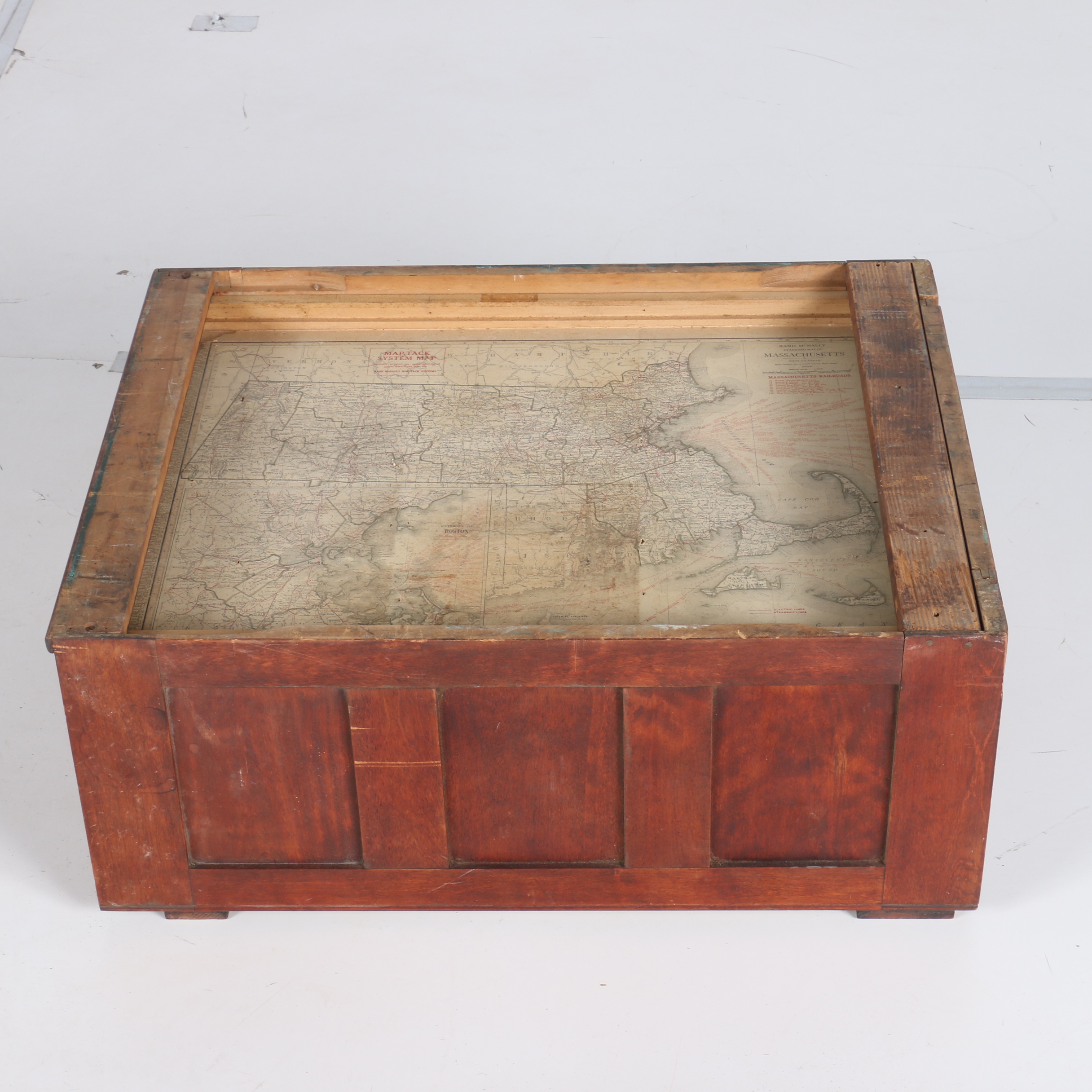 Antique Cherry Wood Rand Mcnally Map Tack System Maps Ebth