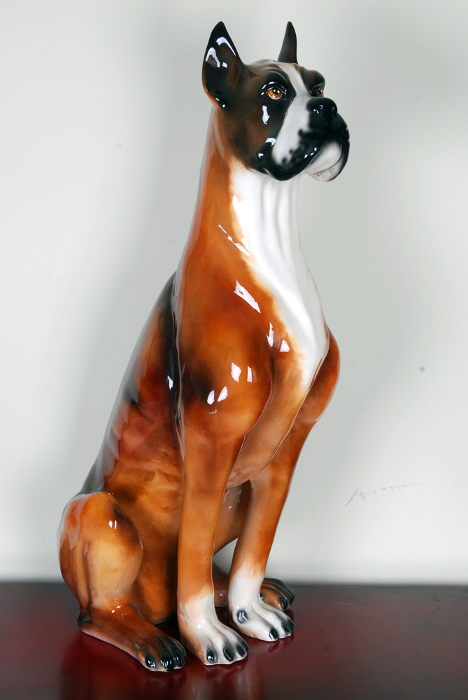 Large Vintage Boxer Dog Figurine EBTH
