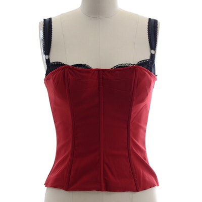 Dolce & Gabbana Crimson Red and Black Lace Bustier Top