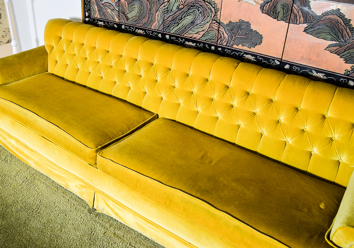 Vintage Mustard Yellow Velvet Couch EBTH