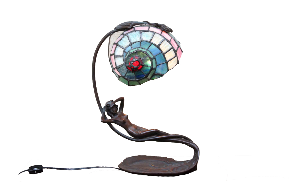 Antique Art Nouveau Stained Glass Accent Lamp EBTH
