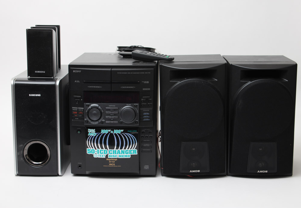 Sony Cd Changer Bookshelf Stereo And Samsung Speaker System Ebth