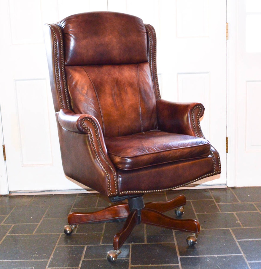 Executive Leather Wingback Office Chair : EBTH