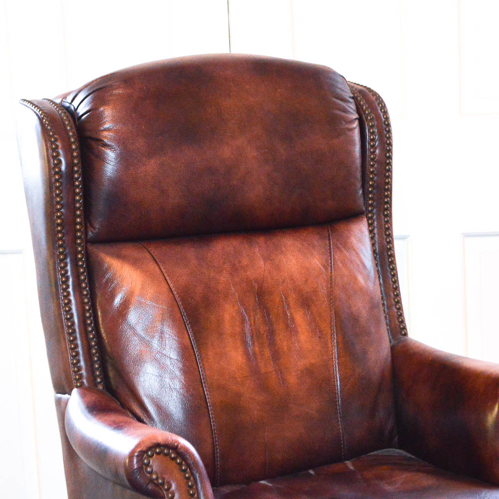 Executive Leather Wingback Office Chair EBTH   DSC 0369 