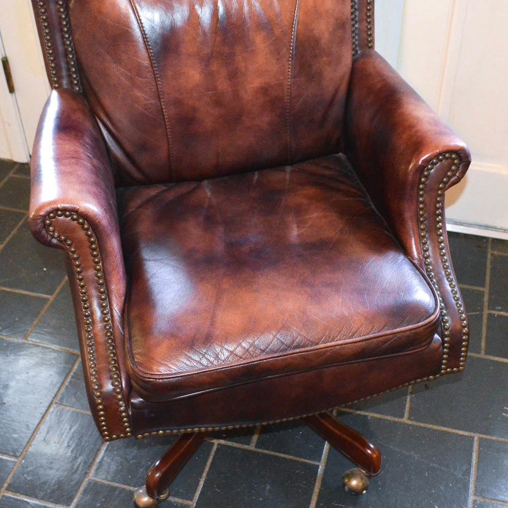 Executive Leather Wingback Office Chair | EBTH