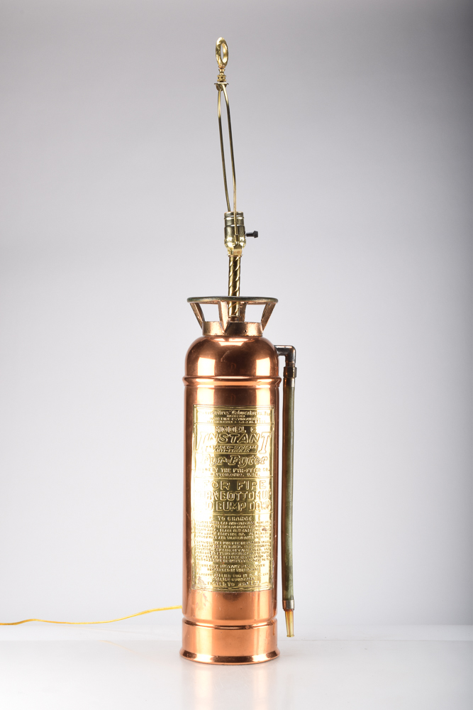 Brass and Copper Fire Extinguisher Lamp EBTH