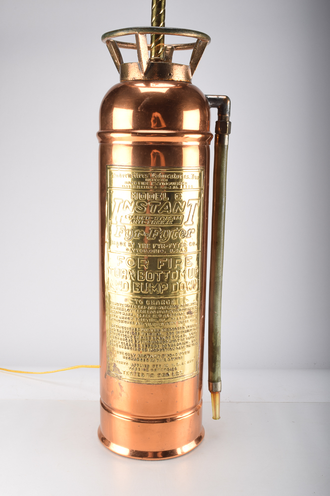Brass and Copper Fire Extinguisher Lamp EBTH