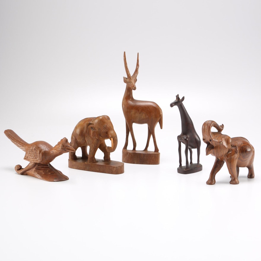 Thai and African Carved Wooden Animal Sculptures | EBTH