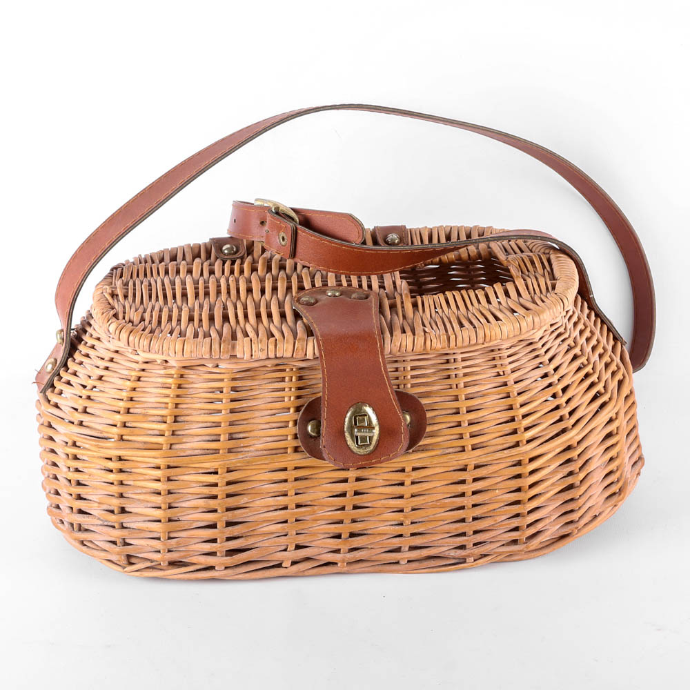 Vintage Woven Creel Basket EBTH