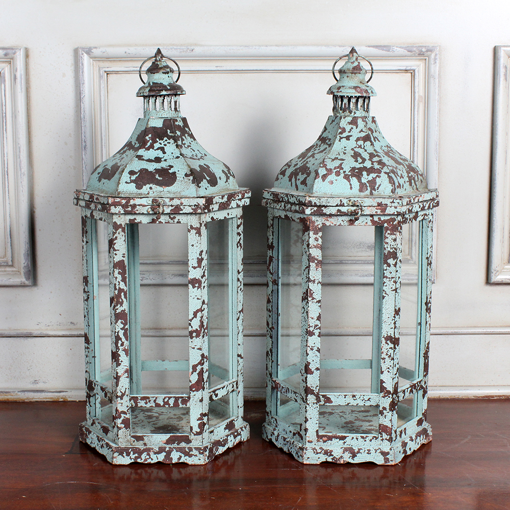 Weathered Robin Eggs Blue Lanterns Ebth