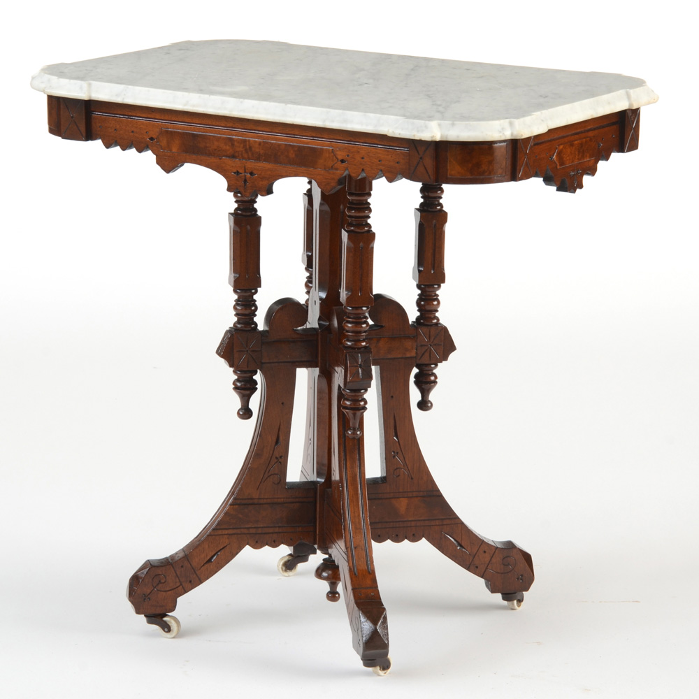 Victorian Eastlake Marble Topped Table EBTH