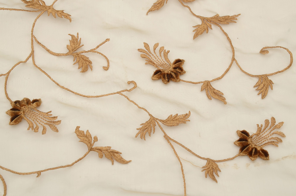 Embroidered Sheer Drapery Fabric EBTH