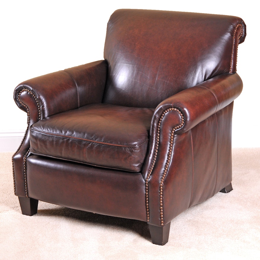 Bernhardt Brown Leather Club Chair Ebth